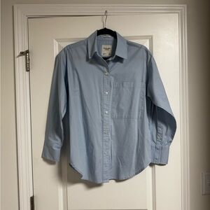 Abercrombie & Fitch Blue Poplin Oversized Button Down Shirt